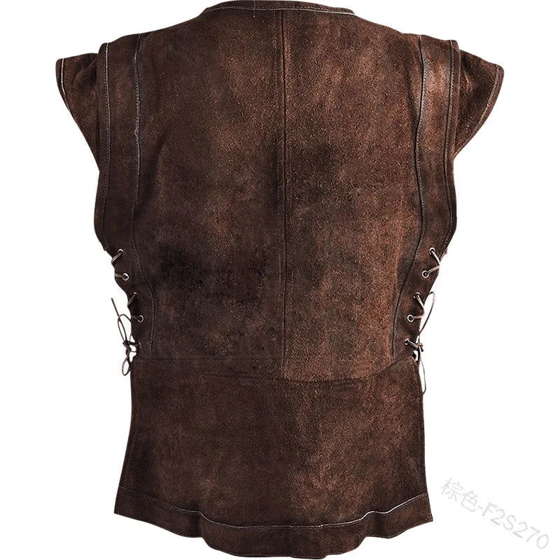 Gothic Men's Bandage Pirate Renaissance Knight Waistcoat Tunic Jacket Vintage Warrior Men Medieval Sleeveless Vest - Slobuy