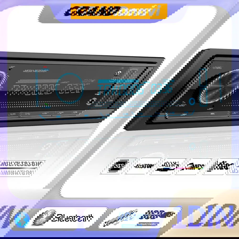 Grandnavi 1 Din MP3 Car Radio Audio Stereo FM Aux Input Receiver SD TF USB 12V In-dash Bluetooth Multimedia Auto Radio Player - Slobuy