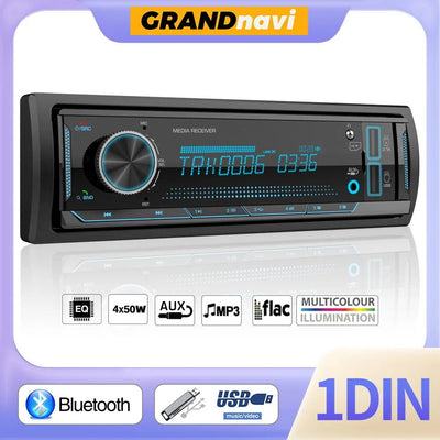Grandnavi 1 Din MP3 Car Radio Audio Stereo FM Aux Input Receiver SD TF USB 12V In-dash Bluetooth Multimedia Auto Radio Player - Slobuy