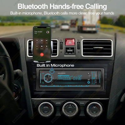 Grandnavi 1 Din MP3 Car Radio Audio Stereo FM Aux Input Receiver SD TF USB 12V In-dash Bluetooth Multimedia Auto Radio Player - Slobuy