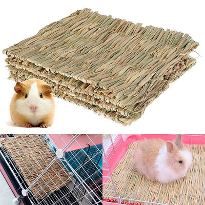 Grass Mat for Bunny Pet Rabbit Waving for Hay Mat Natural Straw Bedding Cage Mat for Small Size Animals Pet House - Slobuy