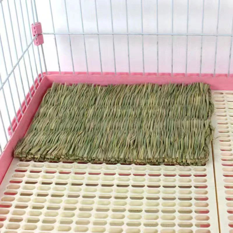 Grass Mat for Bunny Pet Rabbit Waving for Hay Mat Natural Straw Bedding Cage Mat for Small Size Animals Pet House - Slobuy