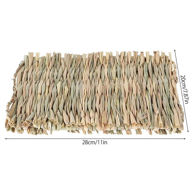 Grass Mat for Bunny Pet Rabbit Waving for Hay Mat Natural Straw Bedding Cage Mat for Small Size Animals Pet House - Slobuy