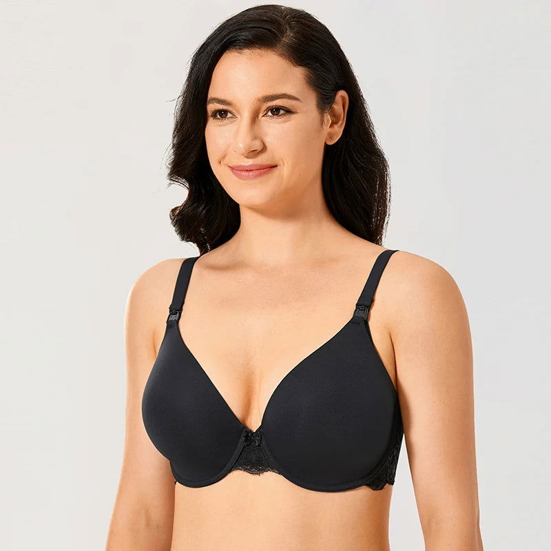 Gratlin Breastfeeding Seamless Underwire Maternity Nursing Bra For Pregnant Women Lace With Bones Lingerie - Slobuy