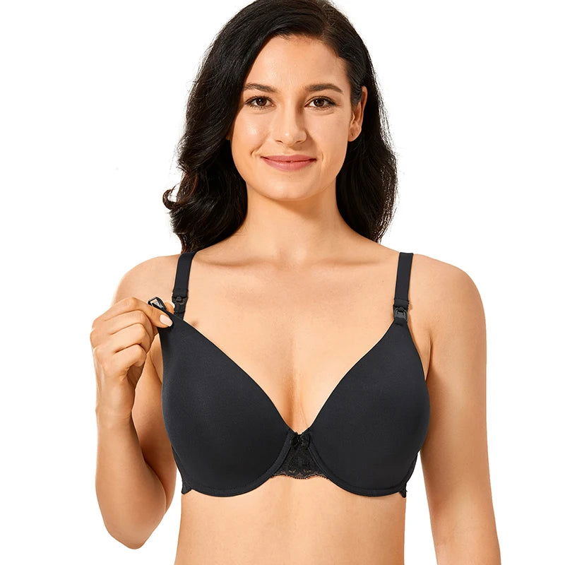 Gratlin Breastfeeding Seamless Underwire Maternity Nursing Bra For Pregnant Women Lace With Bones Lingerie - Slobuy