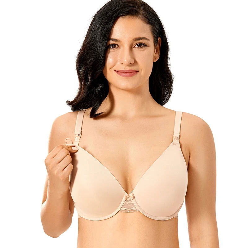 Gratlin Breastfeeding Seamless Underwire Maternity Nursing Bra For Pregnant Women Lace With Bones Lingerie - Slobuy