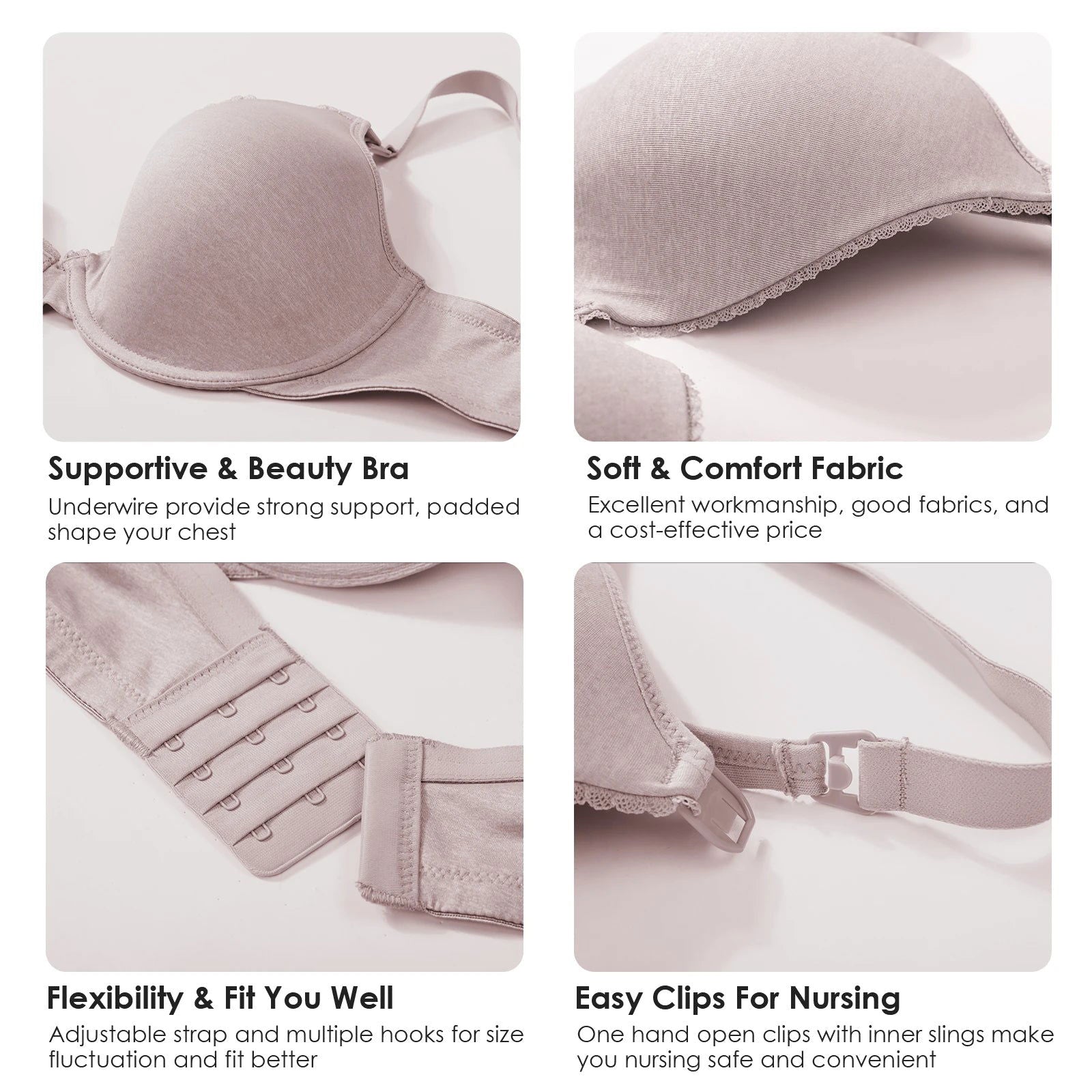 Gratlin Underwire Maternity Nursing Bras Support Full Coverage Women's Lightly Padded Breastfeeding Bra Prevent Sagging 34-40 42 - Slobuy