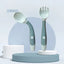 Green BAP Free Children Learn To Eat Training Tableware Twist Fork Spoon Silicone PP Soft Spoon - Slobuy