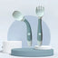 Green BAP Free Children Learn To Eat Training Tableware Twist Fork Spoon Silicone PP Soft Spoon - Slobuy