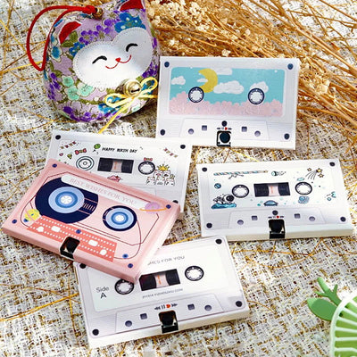 Greeting Post Card Birthday Gifts DIY Recordable 30 Seconds Voice Audio Cassette Shape Self-made Party Invitation Thank You Card - Slobuy