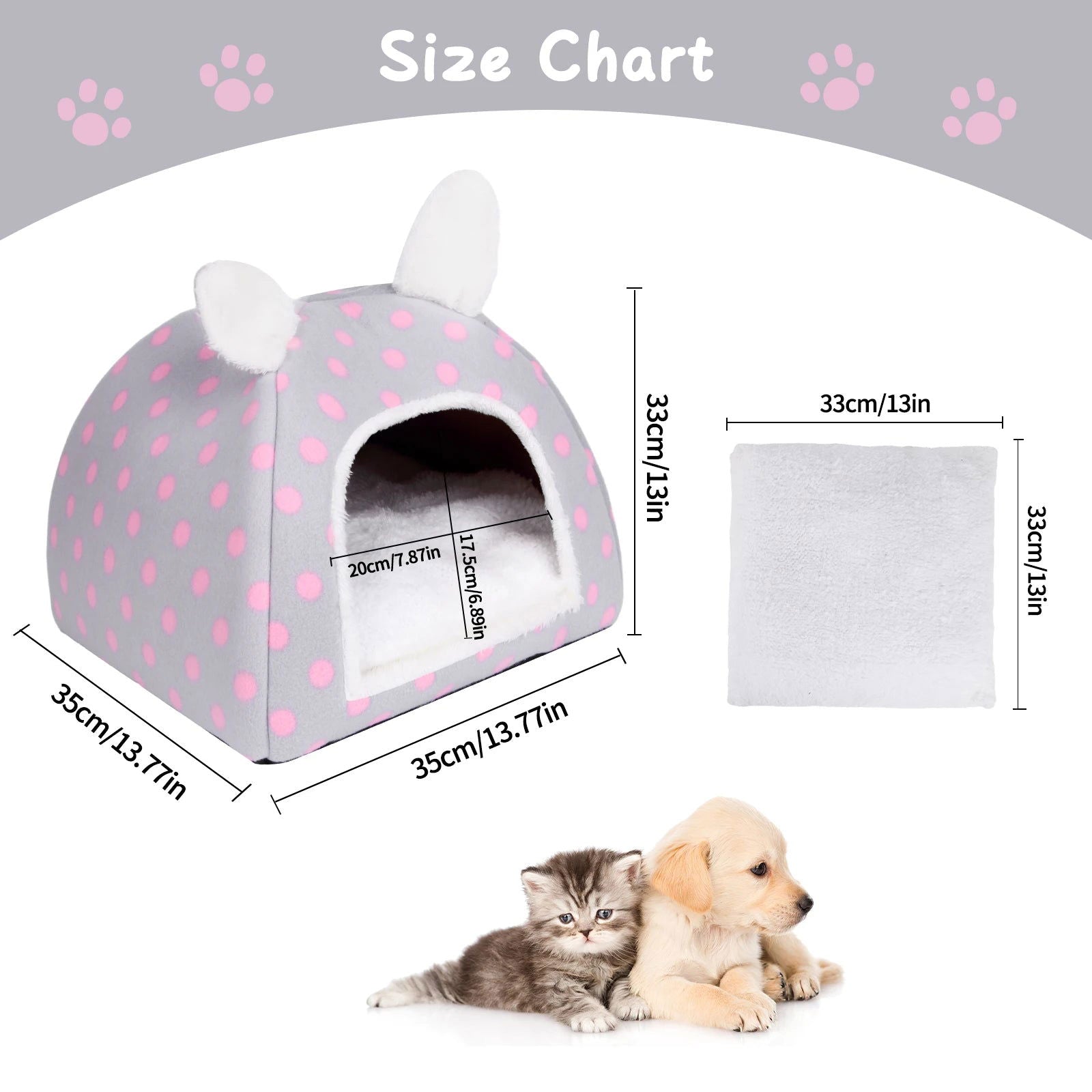 Guinea Pig Bed House,Small Animal Beds Hideout Cute Ear Rabbit Bed,Small Pet Hideouts Removable Pad,Rabbit Chinchilla Hedgehog - Slobuy