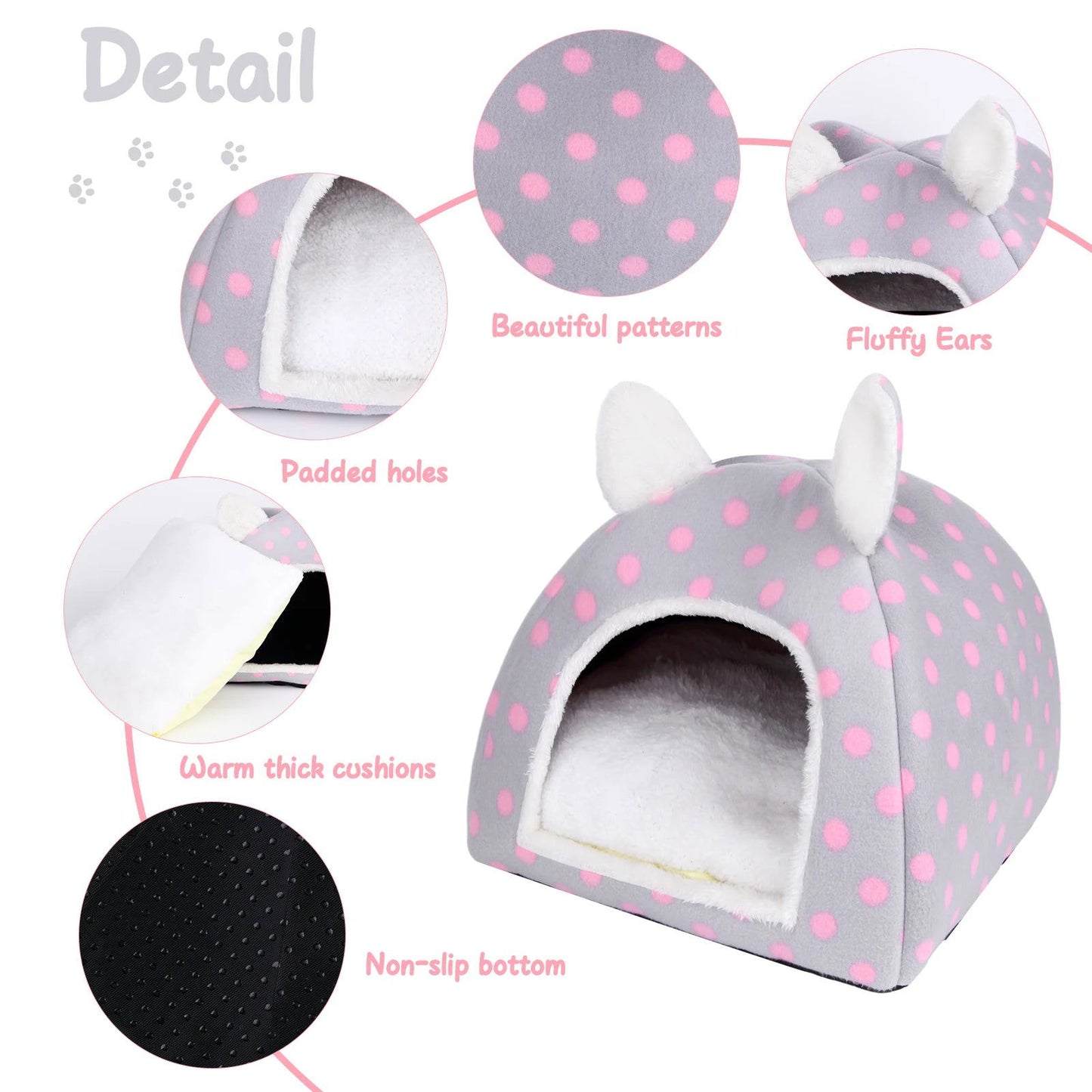 Guinea Pig Bed House,Small Animal Beds Hideout Cute Ear Rabbit Bed,Small Pet Hideouts Removable Pad,Rabbit Chinchilla Hedgehog - Slobuy