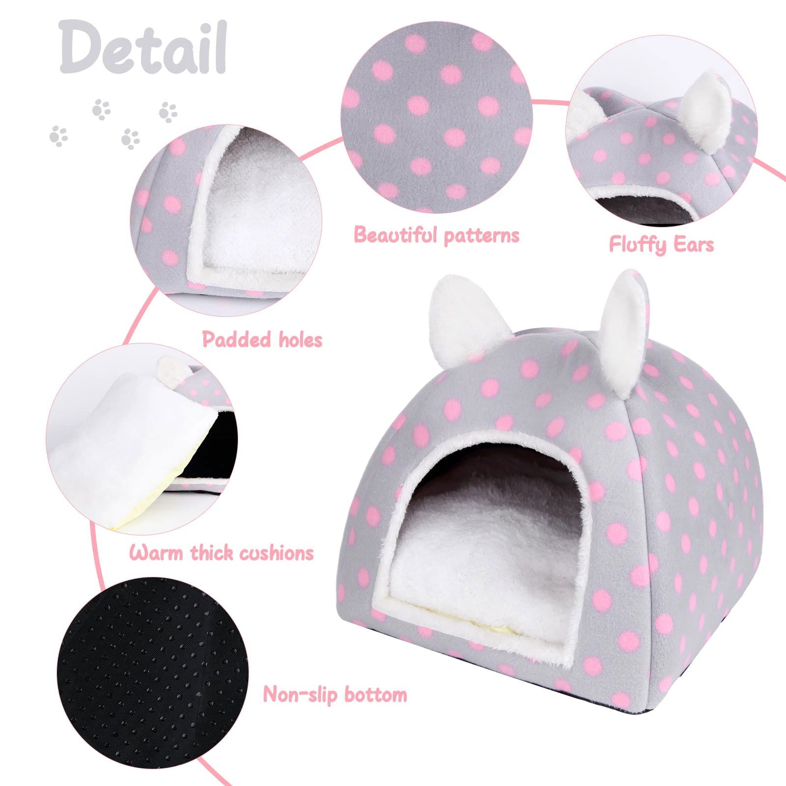 Guinea Pig Bed House,Small Animal Beds Hideout Cute Ear Rabbit Bed,Small Pet Hideouts Removable Pad,Rabbit Chinchilla Hedgehog - Slobuy