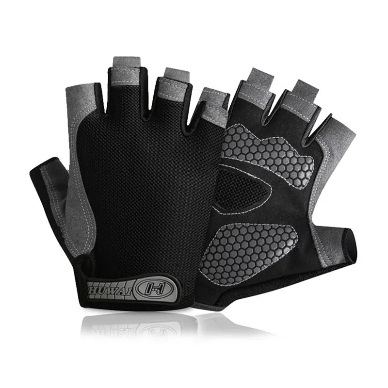 Gym Anti Slip Half Finger Gloves Breathable Dumbbells Gloves Men Women Elastic Shock Exercise Sports gloves for Cycling Bicycle - Slobuy