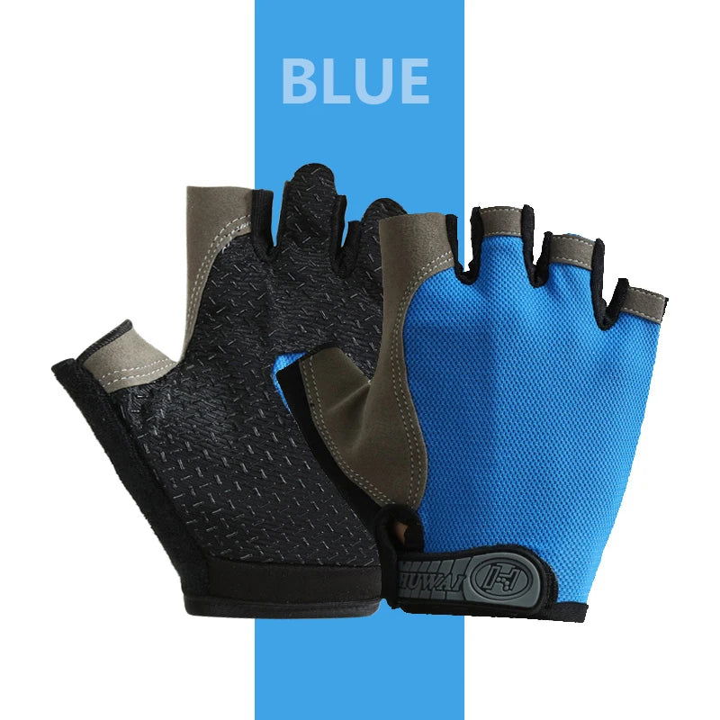 Gym Anti Slip Half Finger Gloves Breathable Dumbbells Gloves Men Women Elastic Shock Exercise Sports gloves for Cycling Bicycle - Slobuy