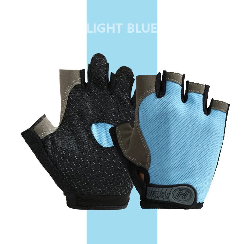 Gym Anti Slip Half Finger Gloves Breathable Dumbbells Gloves Men Women Elastic Shock Exercise Sports gloves for Cycling Bicycle - Slobuy
