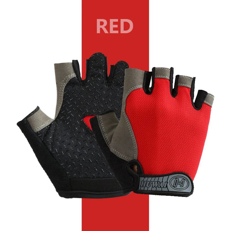 Gym Anti Slip Half Finger Gloves Breathable Dumbbells Gloves Men Women Elastic Shock Exercise Sports gloves for Cycling Bicycle - Slobuy