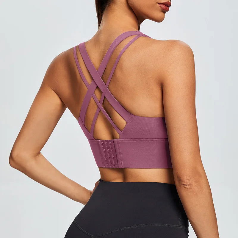 Gym Push Up Bra Women Sports Bra Back Closure High Impact Workout Sport Top Crop Fitness Wear For Yoga Gym Brassiere Sportswear - Slobuy