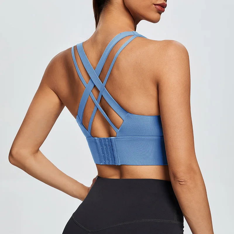 Gym Push Up Bra Women Sports Bra Back Closure High Impact Workout Sport Top Crop Fitness Wear For Yoga Gym Brassiere Sportswear - Slobuy
