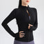 Gym Women's Full Zip Yoga Top With Thumbholes Fitness Running Jacket Stretch Fit Long Sleeve Round Neck Top Sportswear - Slobuy