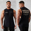 Gym exercise fitness sports men's vest cotton wide shoulder round neck sleeveless shirt slim casual men's wear - Slobuy