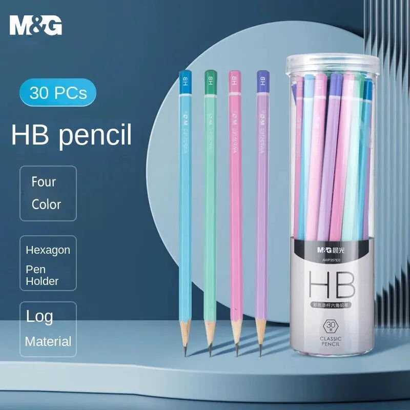 M&G Stationery 2B/HB Pencil Color Stick 30 Pieces Hexagonal Wooden Pencil Student Exam Writing Art Drawing Wooden Pencil - Slobuy