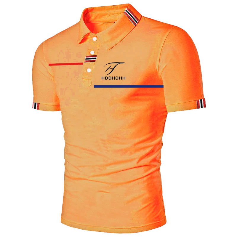 HDDHDHH Brand Printing Polo Shirt Casual Solid Color T-shirt Men's Breathable Golf Tee - Slobuy