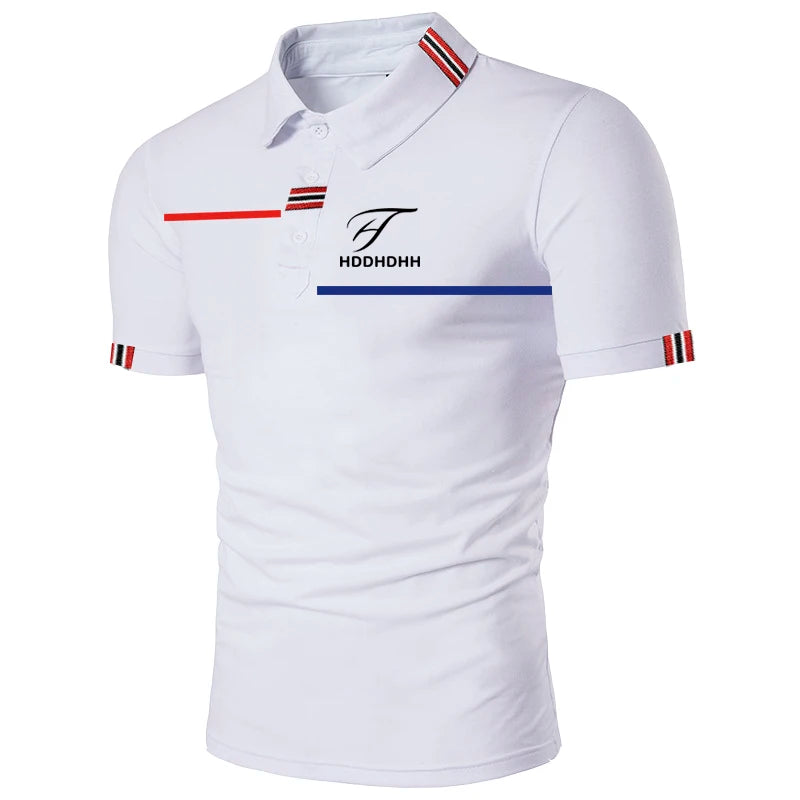 HDDHDHH Brand Printing Polo Shirt Casual Solid Color T-shirt Men's Breathable Golf Tee - Slobuy