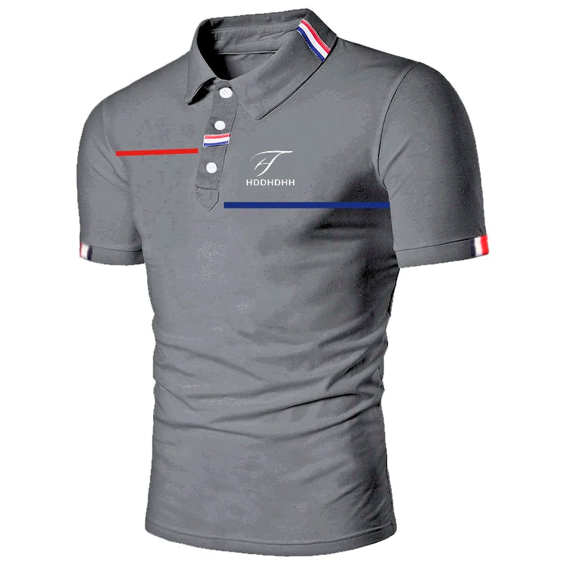 HDDHDHH Brand Printing Polo Shirt Casual Solid Color T-shirt Men's Breathable Golf Tee - Slobuy