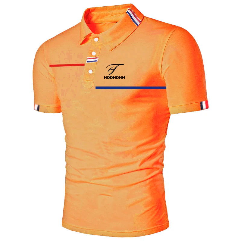 HDDHDHH Brand Printing Polo Shirt Casual Solid Color T-shirt Men's Breathable Golf Tee - Slobuy