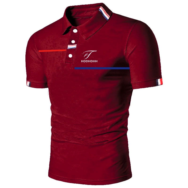 HDDHDHH Brand Printing Polo Shirt Casual Solid Color T-shirt Men's Breathable Golf Tee - Slobuy