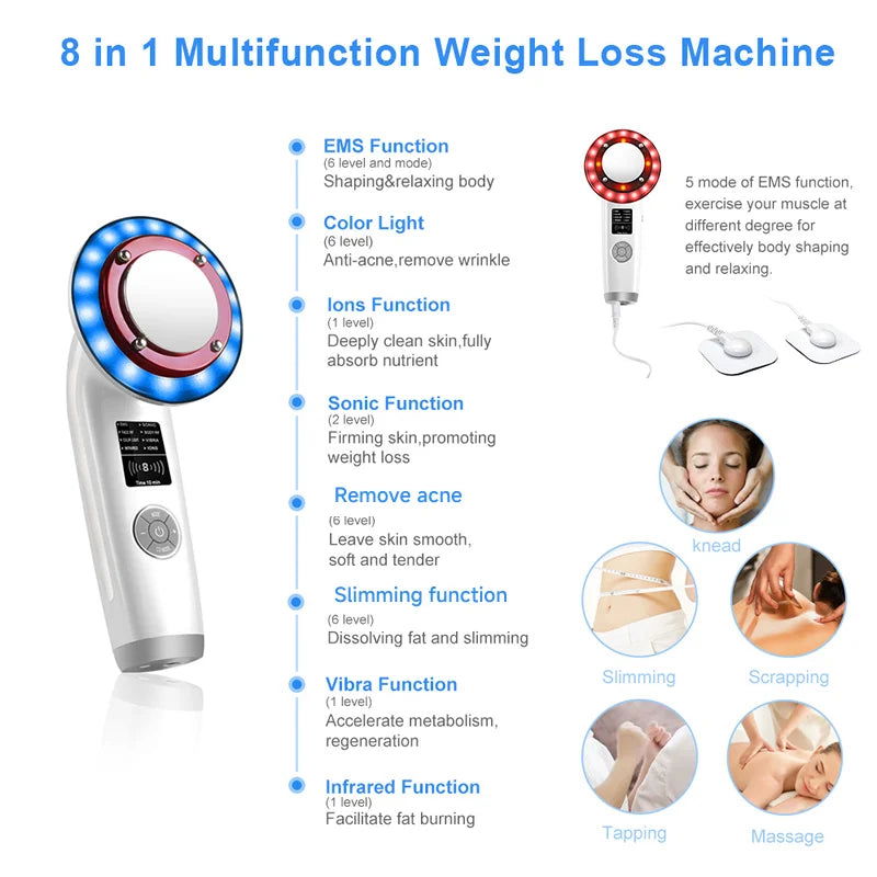 HIFU Face Lifting Machine Facial Massager Home Appliance Skincare Red Light Therapy Vibrating Beauty Health Portable Airbrush - Slobuy