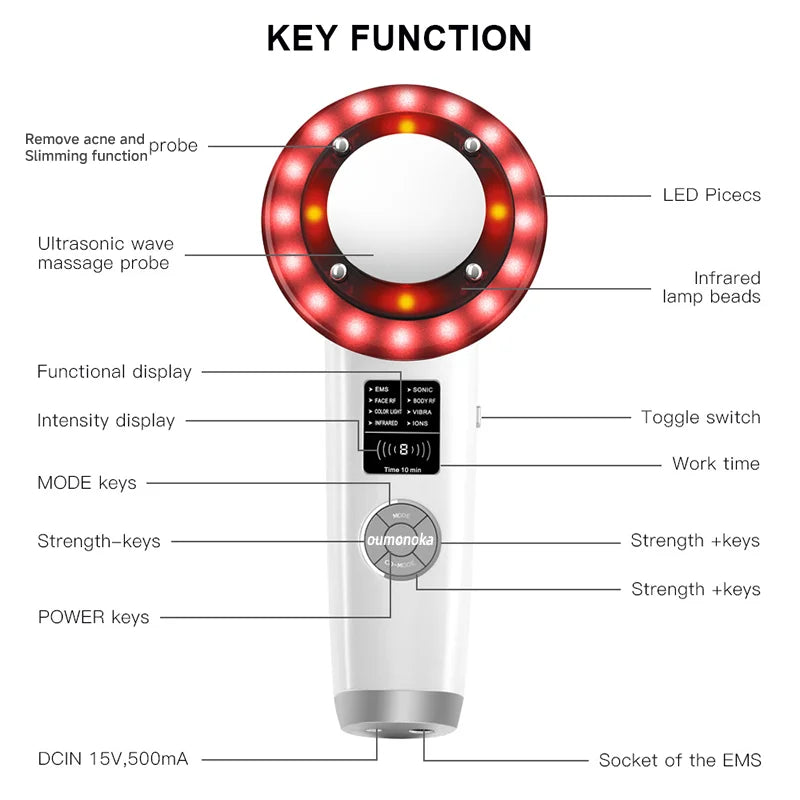 HIFU Face Lifting Machine Facial Massager Home Appliance Skincare Red Light Therapy Vibrating Beauty Health Portable Airbrush - Slobuy