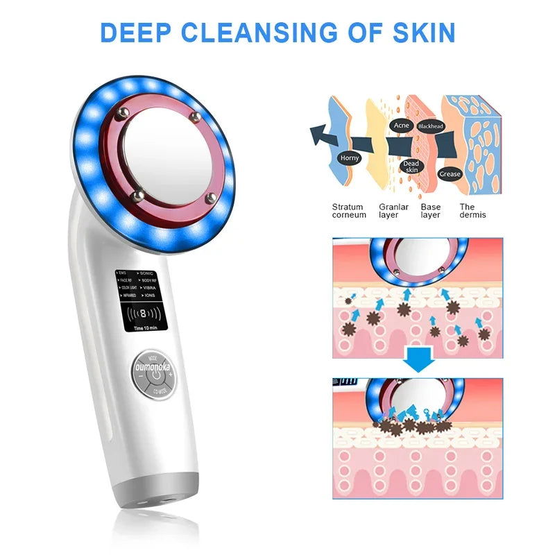 HIFU Face Lifting Machine Facial Massager Home Appliance Skincare Red Light Therapy Vibrating Beauty Health Portable Airbrush - Slobuy