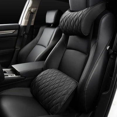 HOT Car Neck Pillow PU Leather Lumbar Waist Support For Seat Memory Backrest Headrest Cushion Auto Gadget Accesorios Interior - Slobuy