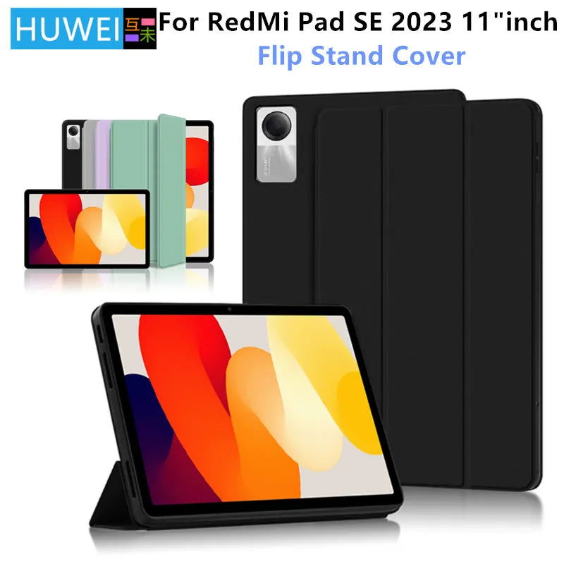 HUWEI For Xiaomi Redmi Pad SE Case 11 inch 2023 Tri-Folding Flip Stand Cover For Redmi Red Mi Pad SE Tablet Auto Sleep Cover - Slobuy