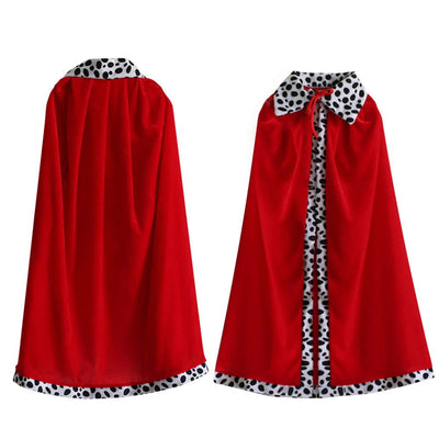 Halloween Adult King Red Cloak Costume Kids King Prince Robe Crown Velvet Cape Children Birthday Party Cosplay Accessory Suit - Slobuy