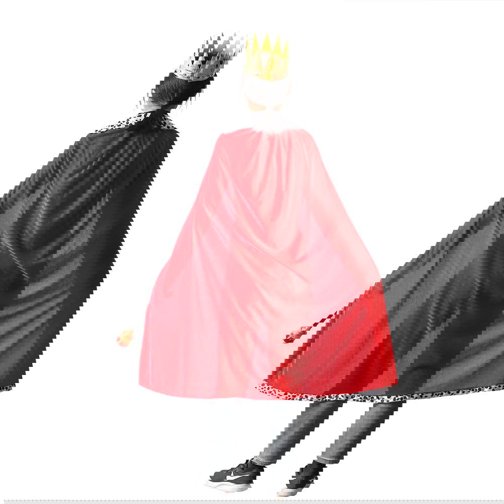 Halloween Adult King Red Cloak Costume Kids King Prince Robe Crown Velvet Cape Children Birthday Party Cosplay Accessory Suit - Slobuy