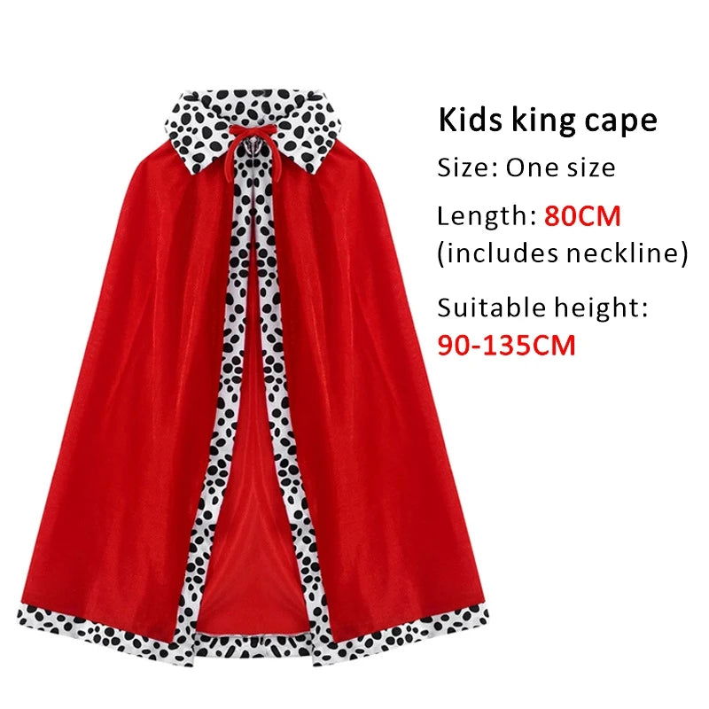Halloween Adult King Red Cloak Costume Kids King Prince Robe Crown Velvet Cape Children Birthday Party Cosplay Accessory Suit - Slobuy