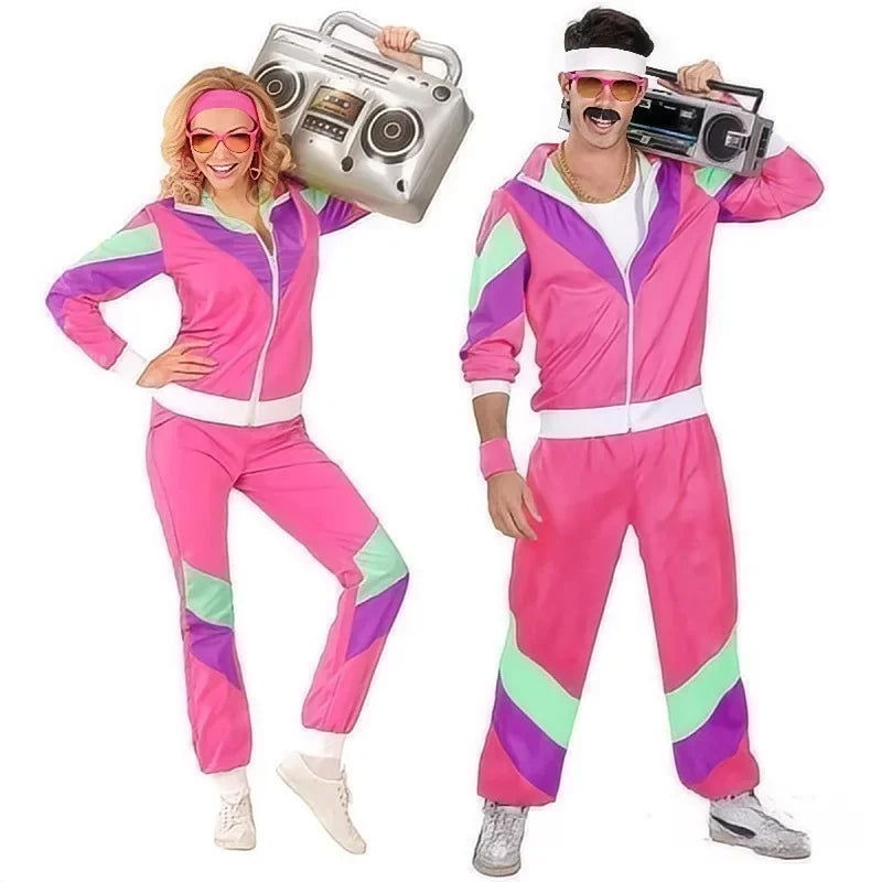 Halloween Costumes 70s Retro Disco Couple Sportswear Cos  Party Stage Performance Costumes - Slobuy
