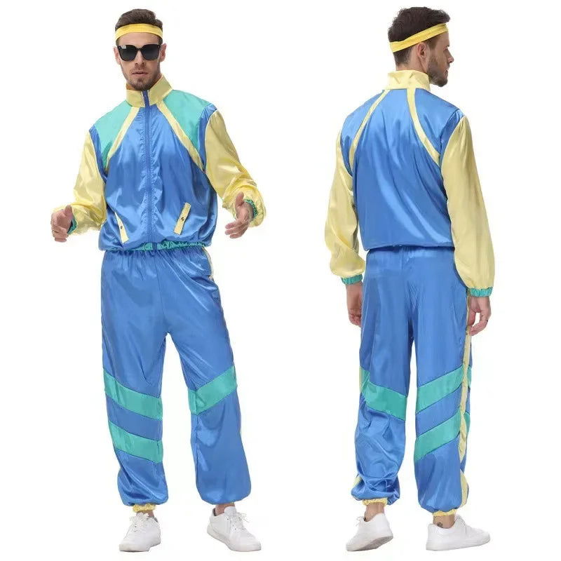 Halloween Costumes 70s Retro Disco Couple Sportswear Cos  Party Stage Performance Costumes - Slobuy