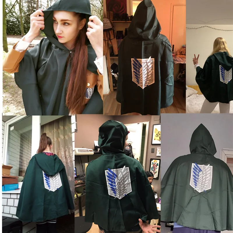 Halloween Japanese Hooded Cape Scout Corps Cosplay Costume Anime Cosplay Green Shawl Men's and Women's Costume - Slobuy