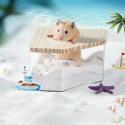 Hamster Bathroom House Sandbox Full Transparent Urine Sand Basin Golden Bear Supplies Sand Bath Container Small Pet Bathroom - Slobuy