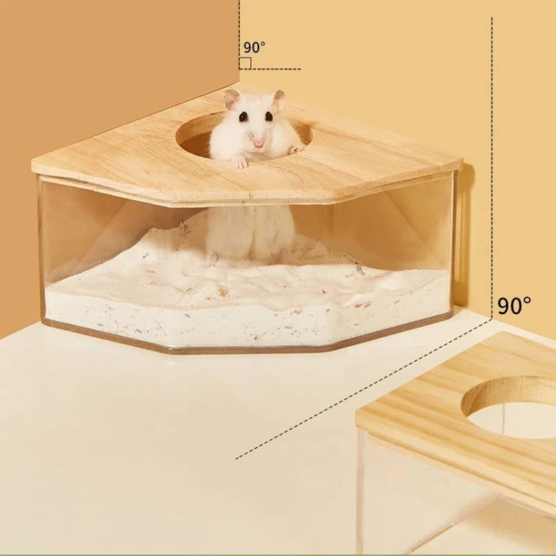 Hamster Bathroom House Sandbox Full Transparent Urine Sand Basin Golden Bear Supplies Sand Bath Container Small Pet Bathroom - Slobuy