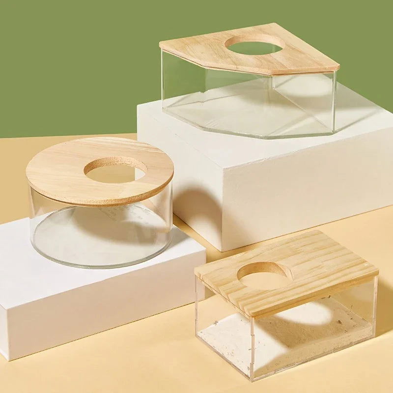 Hamster Bathroom House Sandbox Full Transparent Urine Sand Basin Golden Bear Supplies Sand Bath Container Small Pet Bathroom - Slobuy