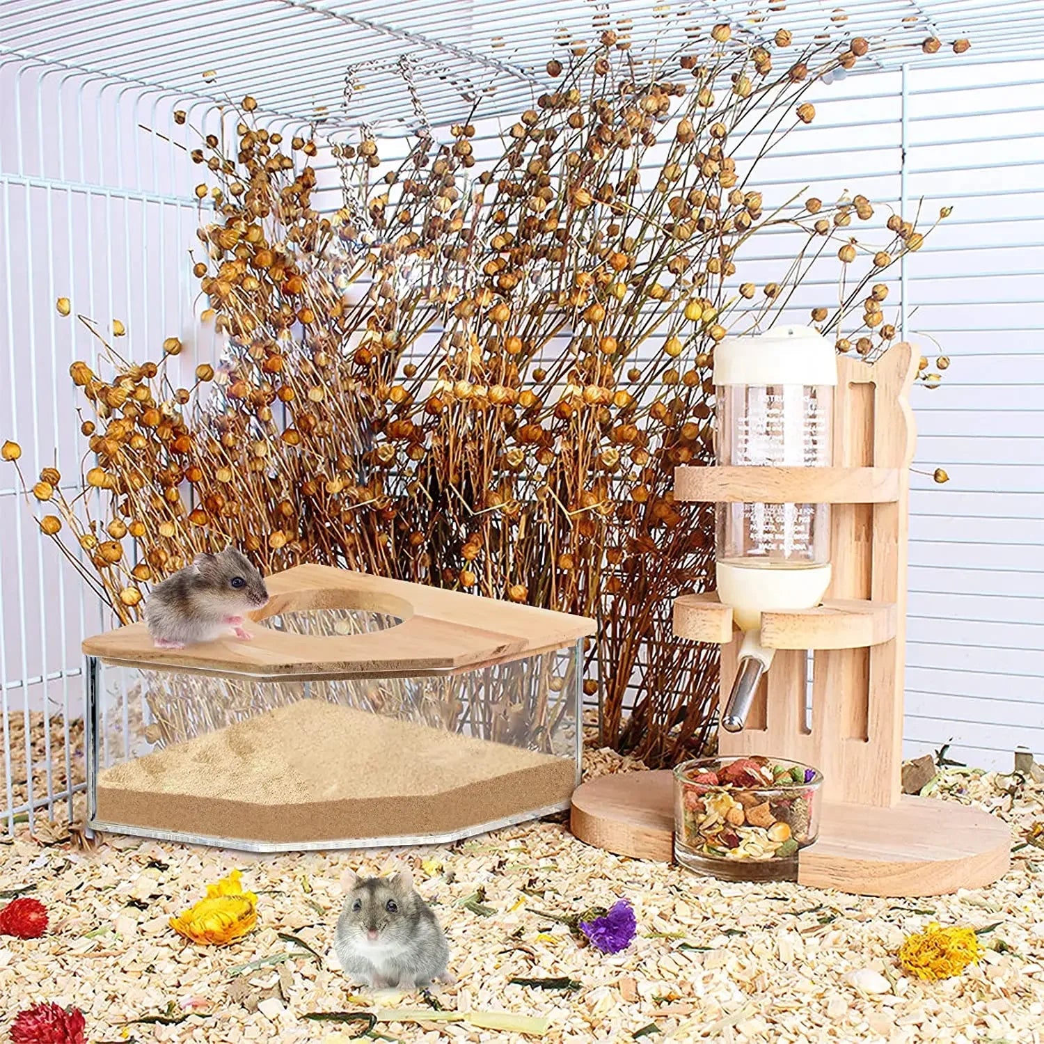 Hamster Bathroom House Sandbox Full Transparent Urine Sand Basin Golden Bear Supplies Sand Bath Container Small Pet Bathroom - Slobuy
