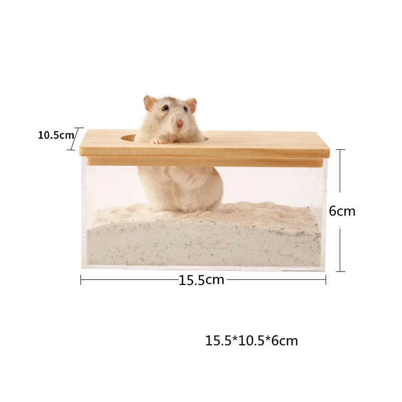 Hamster Bathroom House Sandbox Full Transparent Urine Sand Basin Golden Bear Supplies Sand Bath Container Small Pet Bathroom - Slobuy