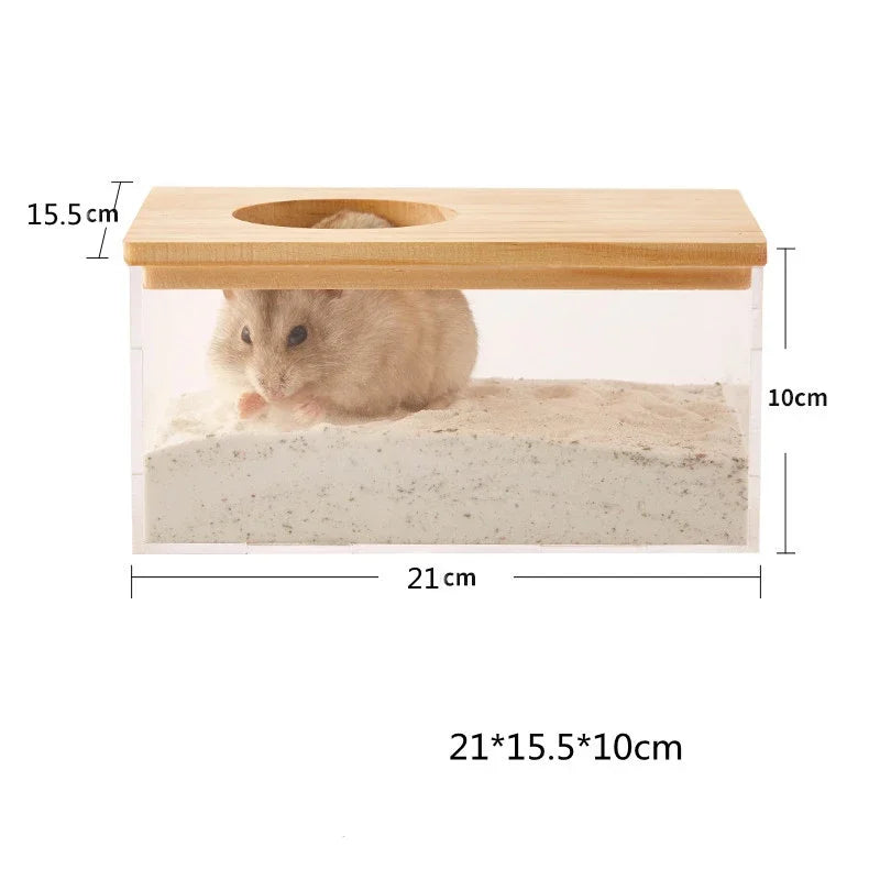 Hamster Bathroom House Sandbox Full Transparent Urine Sand Basin Golden Bear Supplies Sand Bath Container Small Pet Bathroom - Slobuy