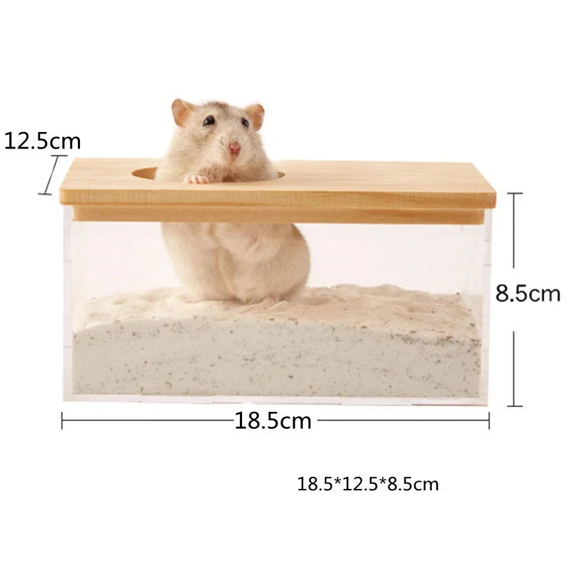 Hamster Bathroom House Sandbox Full Transparent Urine Sand Basin Golden Bear Supplies Sand Bath Container Small Pet Bathroom - Slobuy