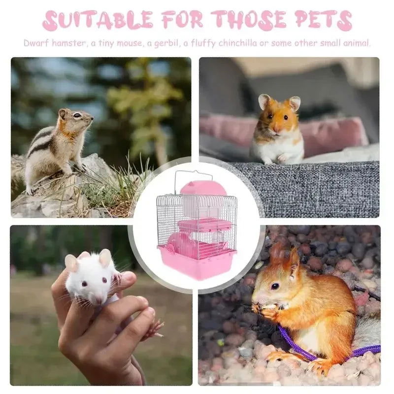 Hamster Cage Glamping Accessories Mouse Toy Villa Small House Hideout Hut Plastic Pet Travel Rat - Slobuy